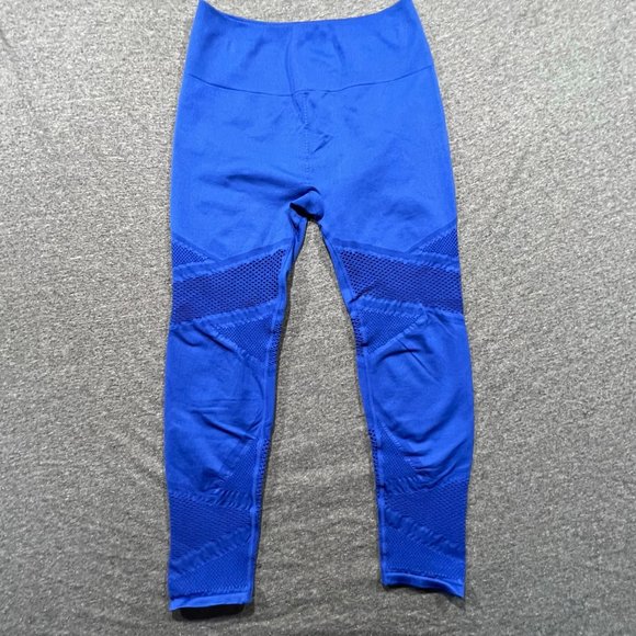 Fabletics Blue Mosaic High Waisted 7/8 Seamless Leggings Mesh Panels No Tag Sz S - Picture 2 of 10